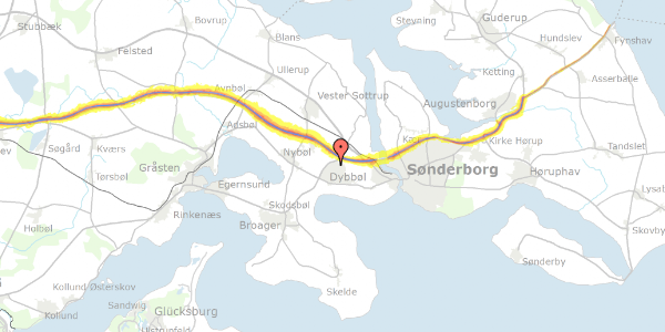 Trafikstøjkort på Treneparken 46, 6400 Sønderborg