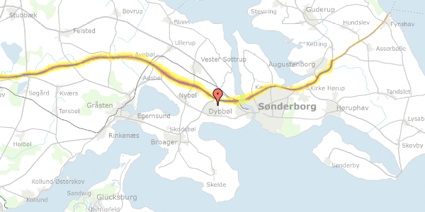 Trafikstøjkort på Trenevej 2, 6400 Sønderborg