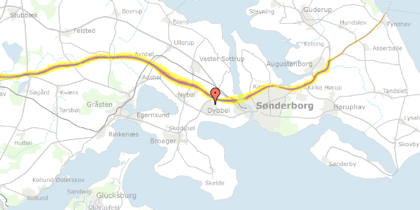 Trafikstøjkort på Trenevej 26, 6400 Sønderborg