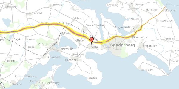 Trafikstøjkort på Trenevej 43, 6400 Sønderborg