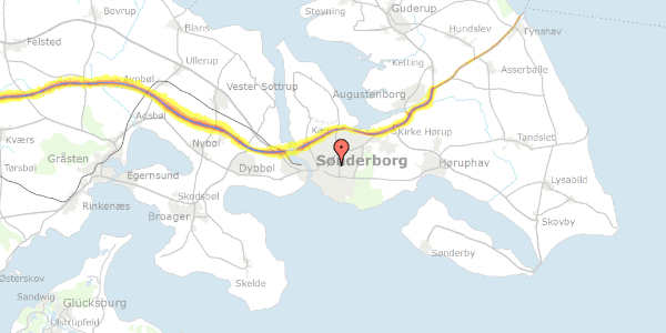 Trafikstøjkort på Vølundsgade 13, 6400 Sønderborg