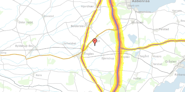Trafikstøjkort på Almstrupmarkvej 10, 6360 Tinglev