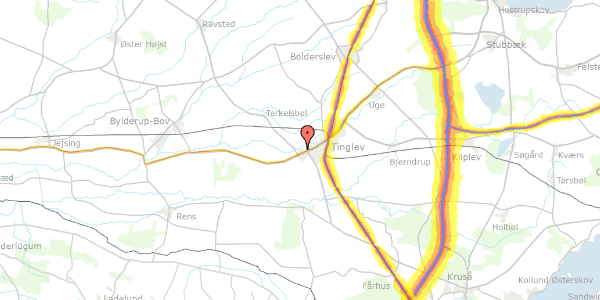 Trafikstøjkort på Bygmarken 10, 6360 Tinglev