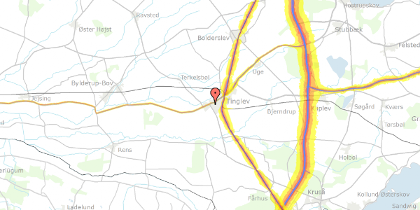 Trafikstøjkort på Flensborglandevej 5, 6360 Tinglev