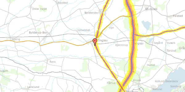 Trafikstøjkort på Flensborglandevej 29, 6360 Tinglev