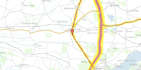 Trafikstøjkort på Flensborglandevej 53, 6360 Tinglev