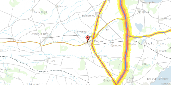 Trafikstøjkort på Gammel Vippelvej 6, 6360 Tinglev
