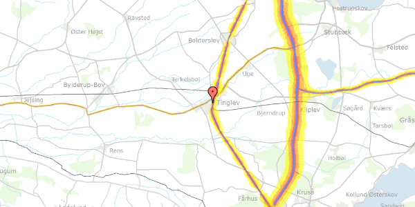 Trafikstøjkort på Grønnevej 51, 6360 Tinglev