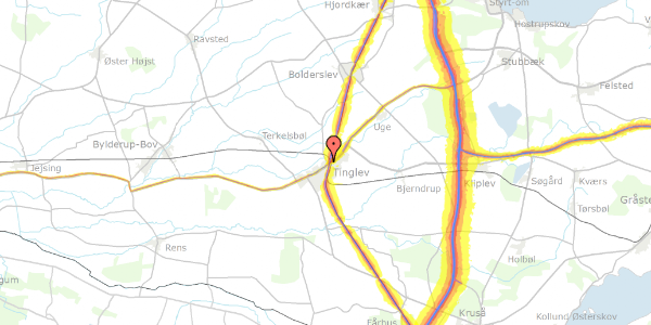 Trafikstøjkort på Hasselvænget 4, 6360 Tinglev