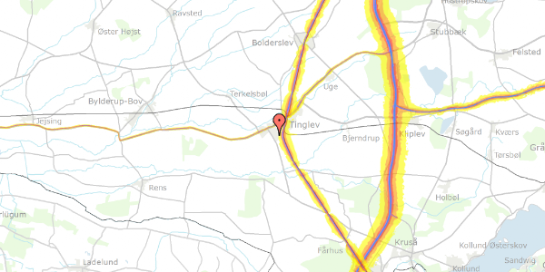 Trafikstøjkort på Karsevænget 16, 6360 Tinglev