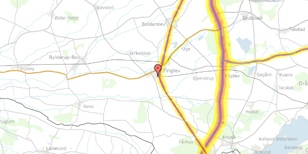 Trafikstøjkort på Karsevænget 24, 6360 Tinglev