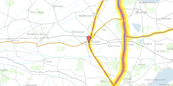 Trafikstøjkort på Kirkevej 55, 6360 Tinglev