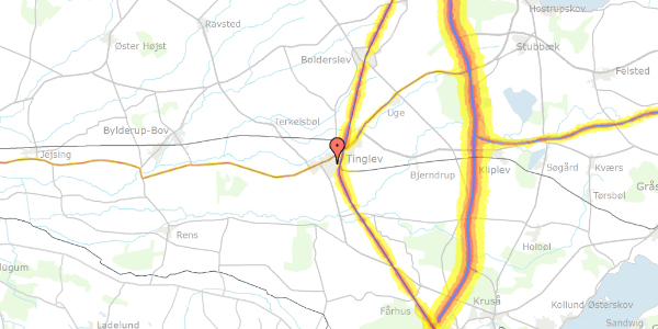 Trafikstøjkort på Kirkevej 59, 6360 Tinglev