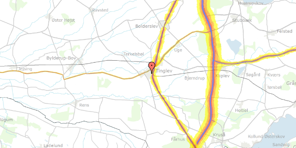 Trafikstøjkort på Kirkevej 77, 6360 Tinglev