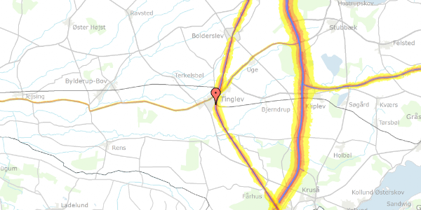 Trafikstøjkort på Kirkevej 123, 6360 Tinglev