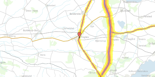 Trafikstøjkort på Skovfennen 21, 6360 Tinglev
