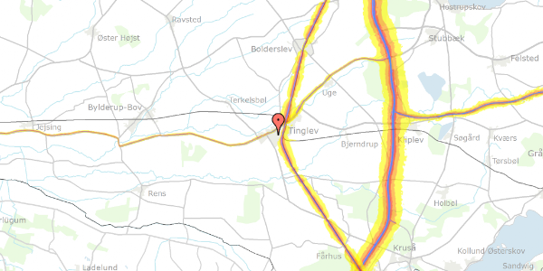 Trafikstøjkort på Sneppevænget 4, 6360 Tinglev