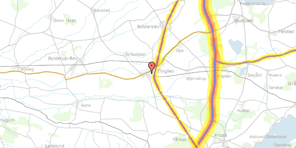 Trafikstøjkort på Sneppevænget 8, 6360 Tinglev