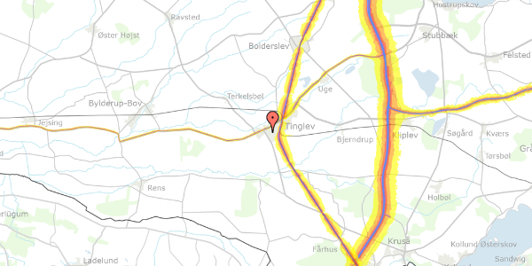 Trafikstøjkort på Ternevænget 113, 6360 Tinglev