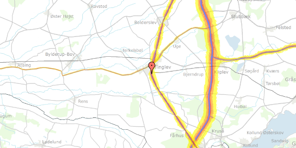 Trafikstøjkort på Timianvænget 25, 6360 Tinglev