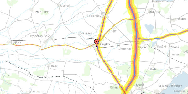Trafikstøjkort på Vibevænget 22, 6360 Tinglev