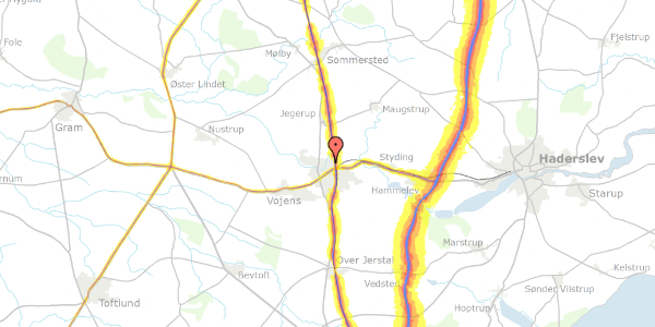 Trafikstøjkort på Odinsvej 100, 6500 Vojens