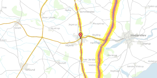 Trafikstøjkort på Odinsvej 285, 6500 Vojens