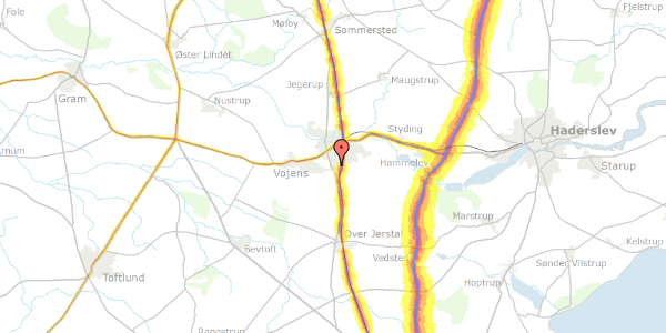 Trafikstøjkort på Over Jerstalvej 56B, 6500 Vojens