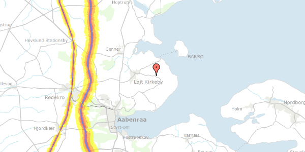 Trafikstøjkort på Barsmark Bygade 107, 6200 Aabenraa