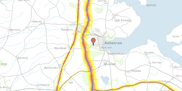 Trafikstøjkort på Birkevej 35, 6200 Aabenraa