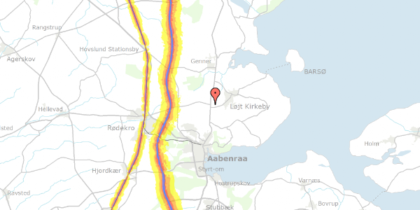 Trafikstøjkort på Bodum Bygade 1, 6200 Aabenraa