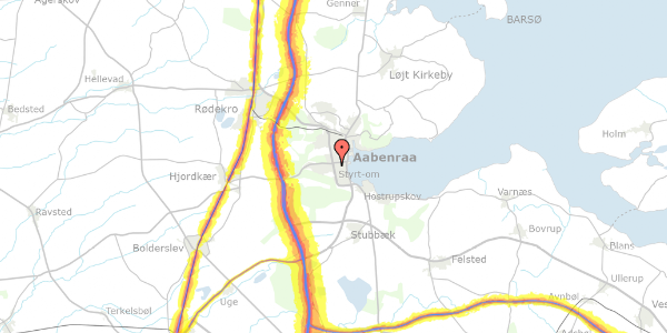 Trafikstøjkort på Borgmesterløkken 28A, 6200 Aabenraa