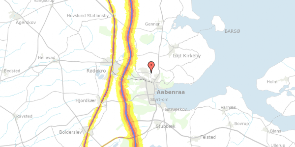 Trafikstøjkort på Damms Teglgård 6, 1. th, 6200 Aabenraa