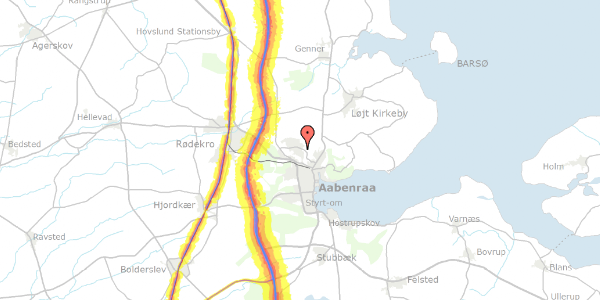 Trafikstøjkort på Damms Teglgård 8, st. th, 6200 Aabenraa