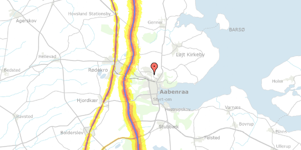 Trafikstøjkort på Damms Teglgård 34, 2. th, 6200 Aabenraa