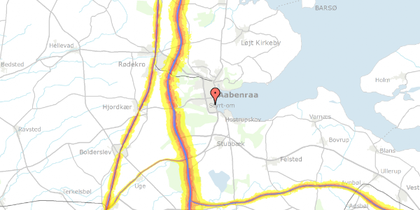 Trafikstøjkort på Ellemosen 9, 6200 Aabenraa