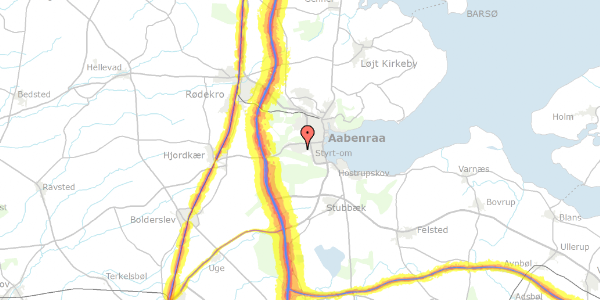 Trafikstøjkort på Fladholm 15, 6200 Aabenraa