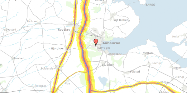 Trafikstøjkort på Fladholm 20, 6200 Aabenraa