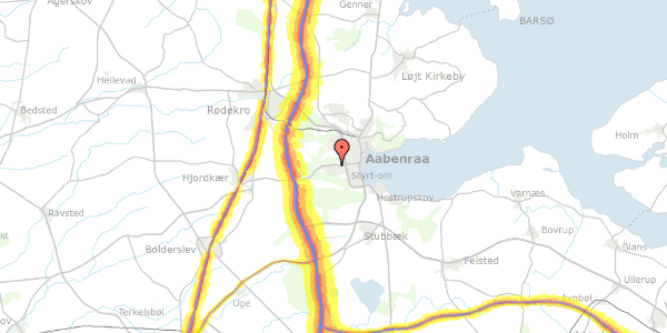 Trafikstøjkort på Fladholm 50, 6200 Aabenraa