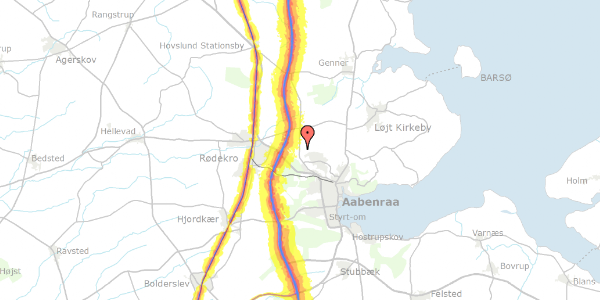 Trafikstøjkort på Gammel Ribevej 130, 6200 Aabenraa