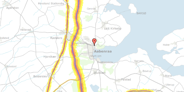 Trafikstøjkort på H P Hanssens Gade 3, 1. 13, 6200 Aabenraa