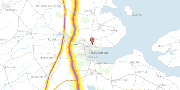 Trafikstøjkort på Haderslevvej 32, 6200 Aabenraa