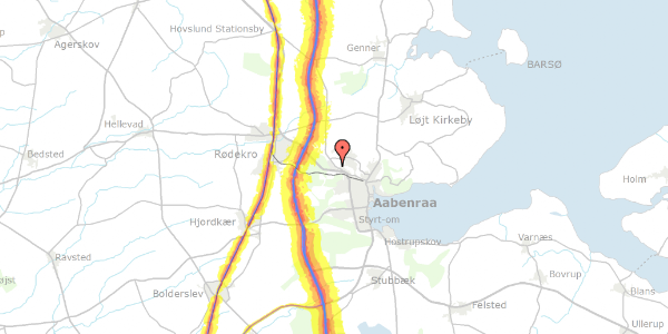 Trafikstøjkort på Høgelsbjerg 82, 6200 Aabenraa