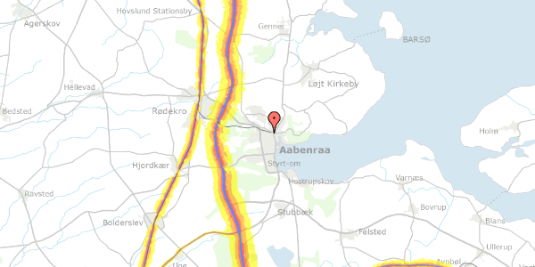 Trafikstøjkort på Jernbanegade 28, 1. th, 6200 Aabenraa