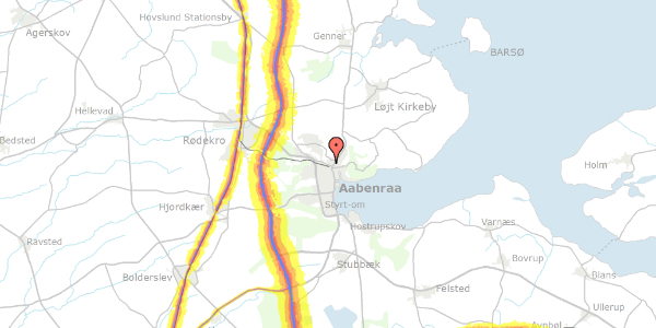 Trafikstøjkort på Lille Bjerggade 6A, 6200 Aabenraa