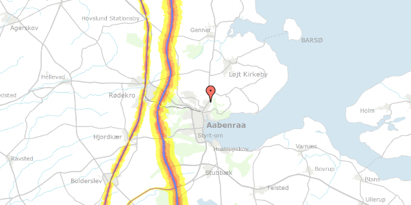 Trafikstøjkort på Lindbjerg 33A, 6200 Aabenraa