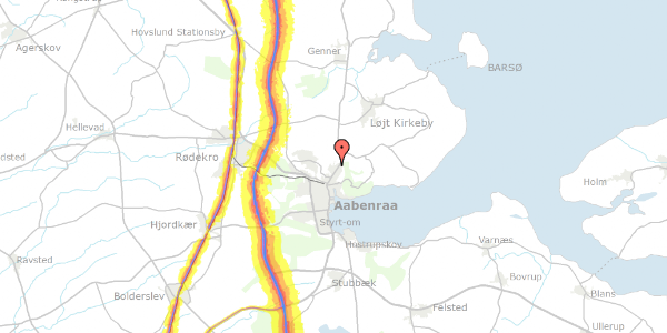 Trafikstøjkort på Lindbjerg 34, 6200 Aabenraa