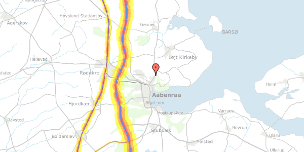 Trafikstøjkort på Lindbjerg 74, 6200 Aabenraa