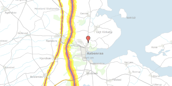 Trafikstøjkort på Lindbjergparken 50, 6200 Aabenraa