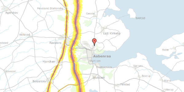 Trafikstøjkort på Lindbjergparken 75, 6200 Aabenraa